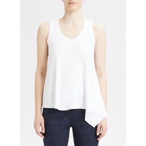 Theory drapey scoop neck tank ribbed viscose slit hem size M